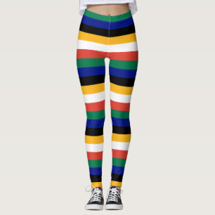 South Africa National Flag Colors Striped Leggings