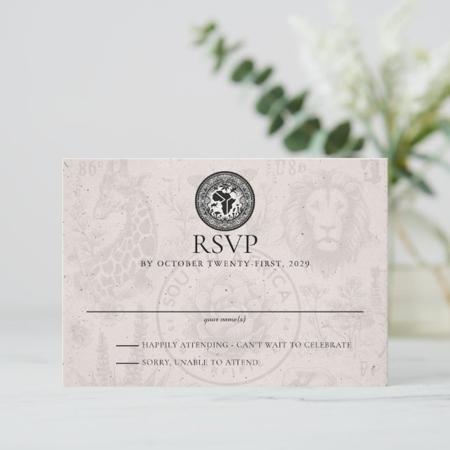 South Africa Passport Wedding RSVP Card (Standing Front)
