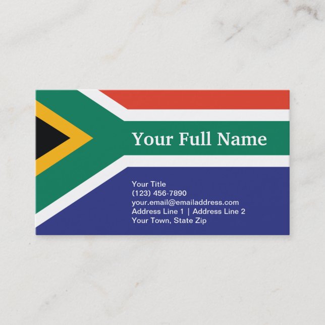 South Africa Plain Flag Business Card (Front)