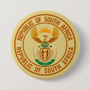 South Africa Round Emblem Button