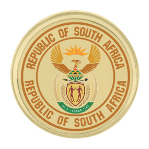 South Africa Round Emblem Gold Finish Lapel Pin
