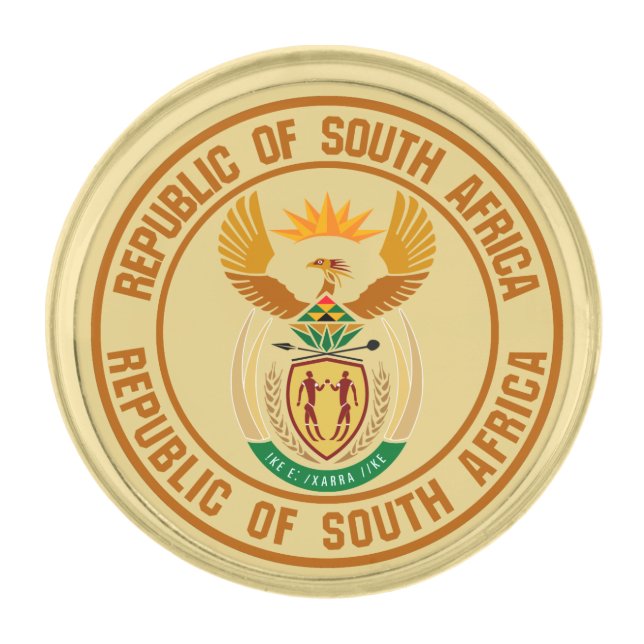 South Africa Round Emblem Gold Finish Lapel Pin (Front)