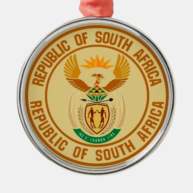 South Africa Round Emblem Metal Ornament (Front)