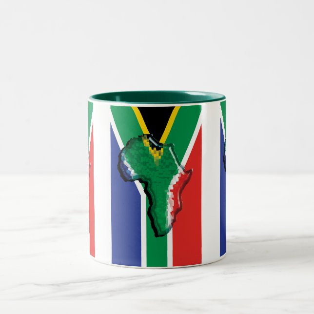 South Africa RSA African flag Two-Tone Coffee Mug (Center)