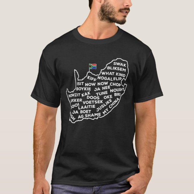 South Africa Slang Words South African Flag Map T- T-Shirt (Front)
