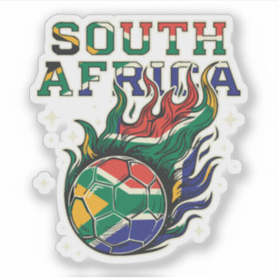 South Africa Soccer Flaming Ball Retro Football Fa Sticker