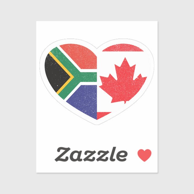 South Africa South African Canada Canadian Heart Sticker (Sheet)