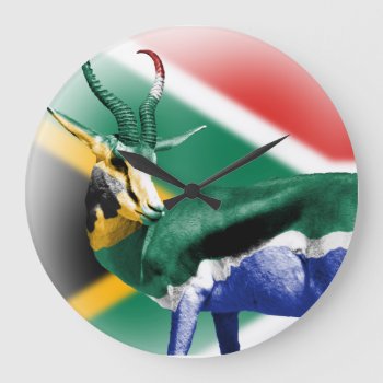 South Africa Springbuck Flag Wall Clock by Fanattic at Zazzle