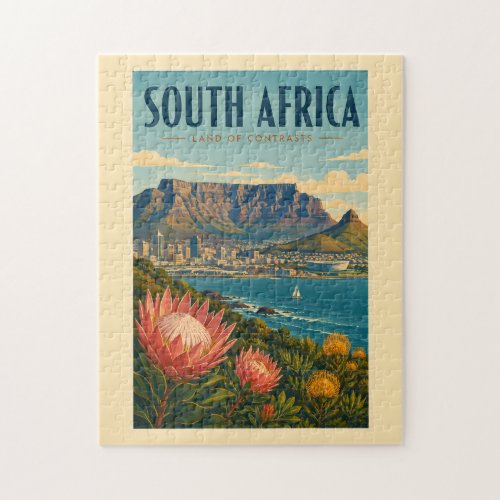 South Africa Table Mountain Illustration Travel Jigsaw Puzzle