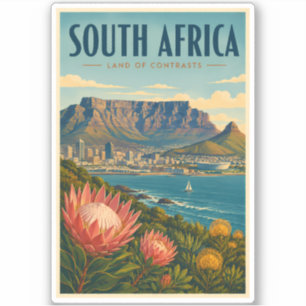 South Africa Table Mountain Illustration Travel Sticker