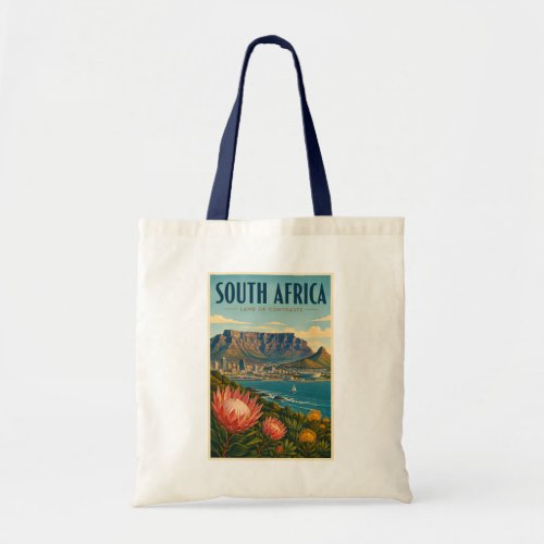 South Africa Table Mountain Illustration Travel Tote Bag