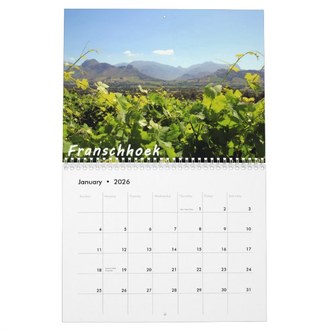 South Africa Travel Destination Photo Calendar (Jan 2026)