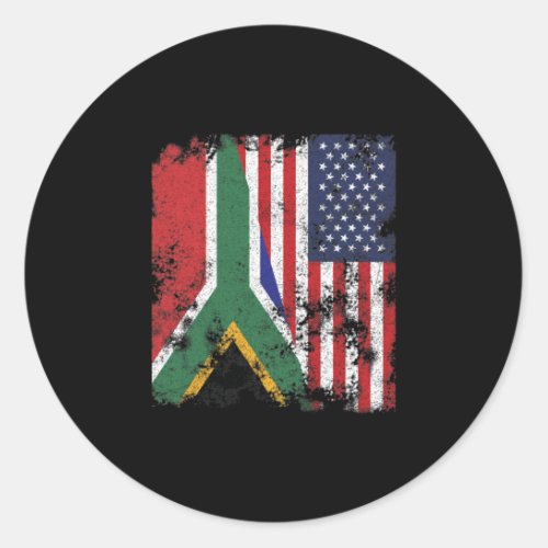 South Africa USA Flag _ Half American Classic Round Sticker