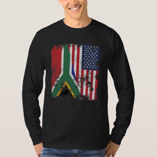 South Africa USA Flag _ Half American T_Shirt