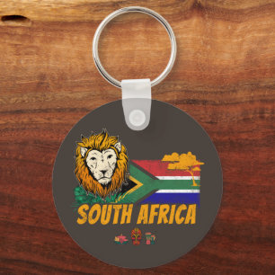 South Africa Vintage Lion Flag Safari Souvenir Keychain