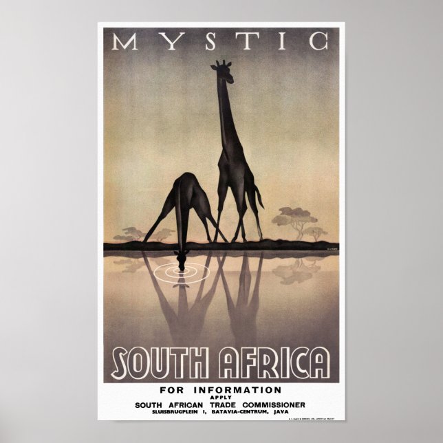 South Africa Vintage Travel Poster Restored (Front)