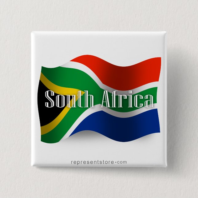 South Africa Waving Flag Pinback Button (Front)