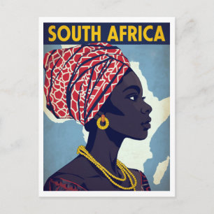 South Africa Woman Portrait Retro Art Postcard