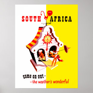 South Africa, wonderful weather pointer, vintage Poster