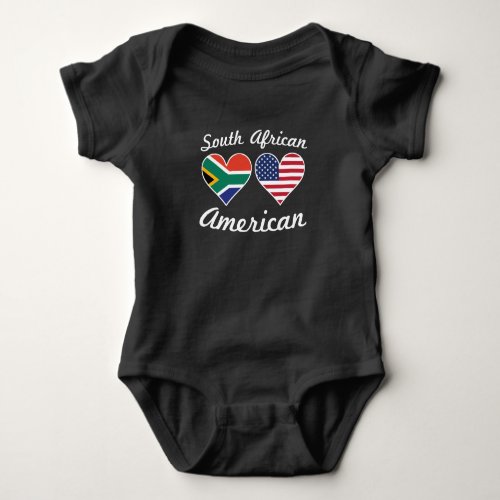 South African American Flag Hearts Baby Bodysuit