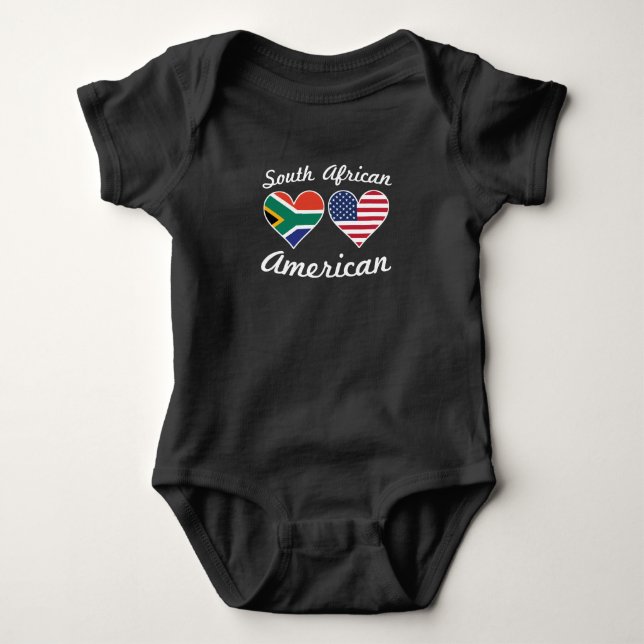 South African American Flag Hearts Baby Bodysuit (Front)