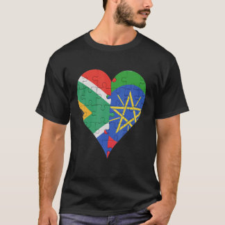 South African Ethiopian Flag Heart T-Shirt