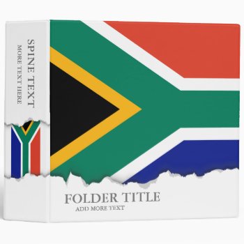 South African Flag 3 Ring Binder by HappyPlanetShop at Zazzle