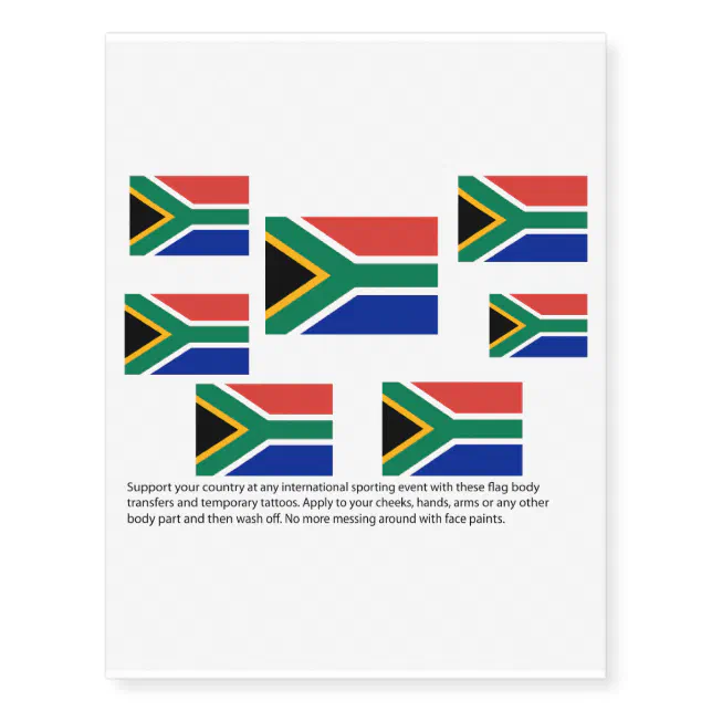 South African flag body transfers Temporary Tattoos Zazzle