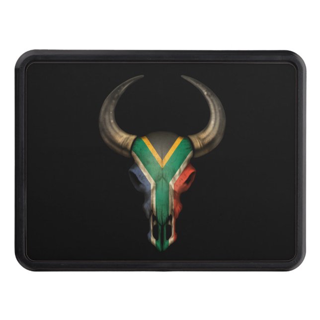 South African Flag Bull Skull Tow Hitch Cover (Front)