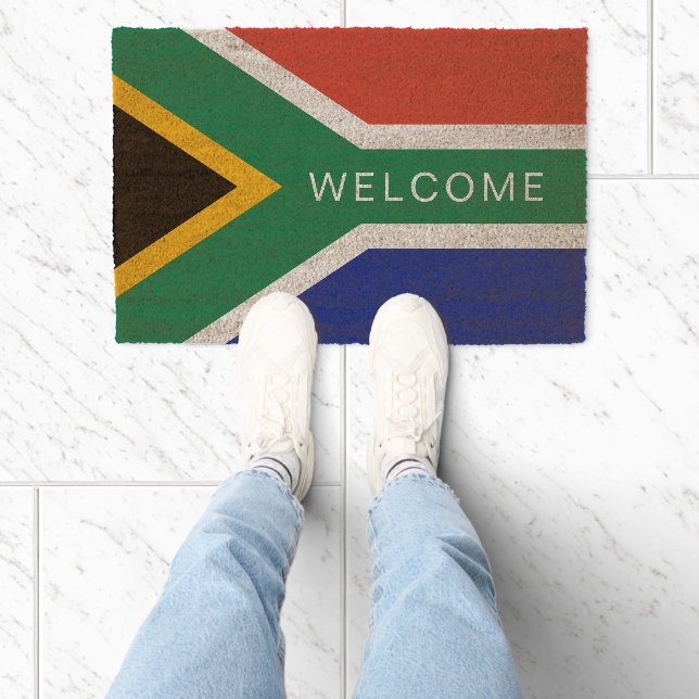 South African flag coconut coir fiber doormat (Insitu)
