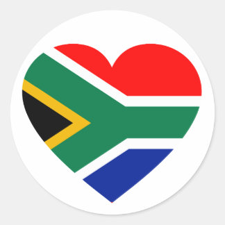 South African Flag Heart Classic Round Sticker