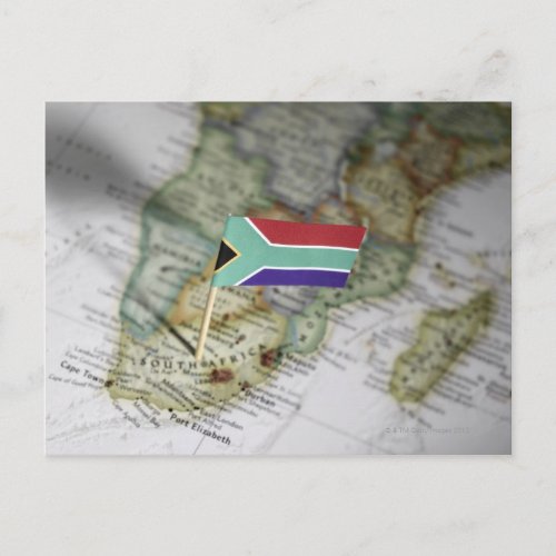 South African flag in map Postcard