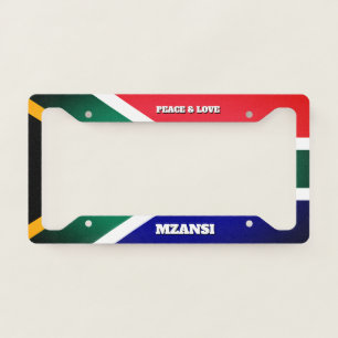 South African Flag MZANSI Peace & Love License Plate Frame