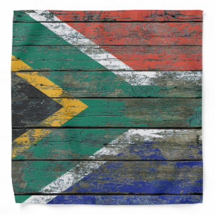 South African Flag on Rough Wood Boards Effect Bandana
