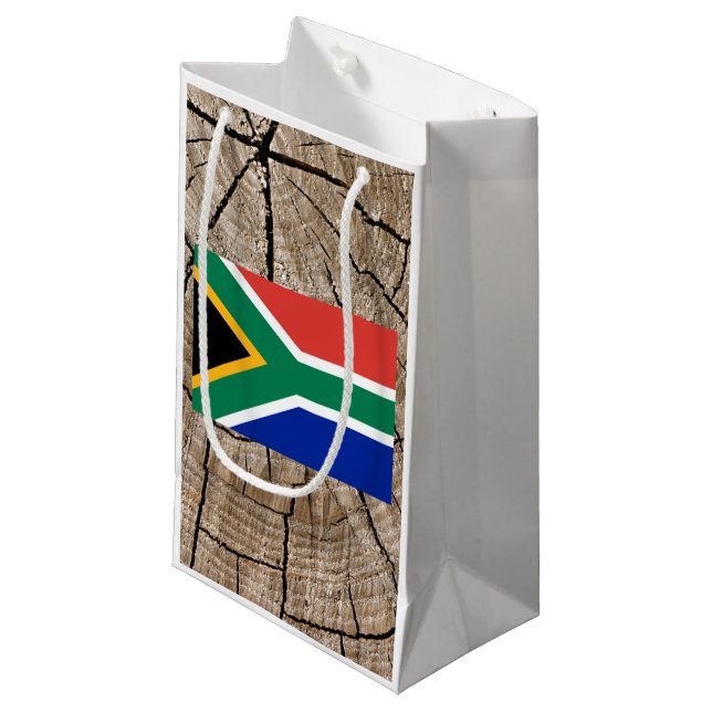 South African flag on tree bark Small Gift Bag (Front Angled)