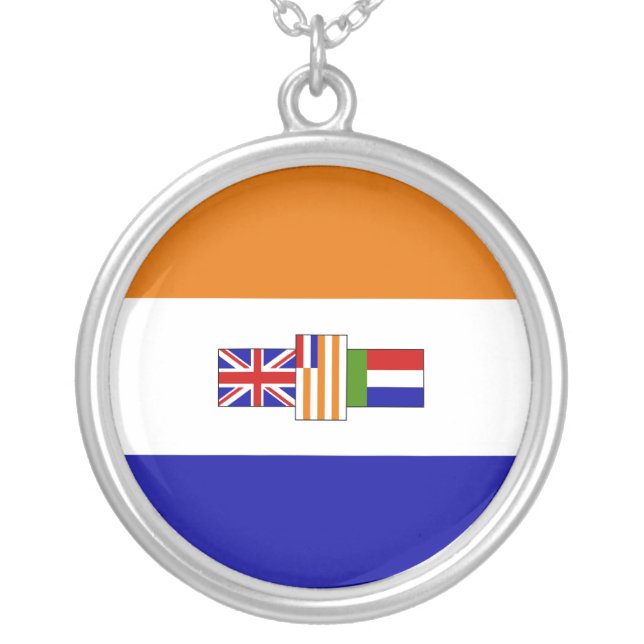 South African Flag Silver Plated Necklace (Front)