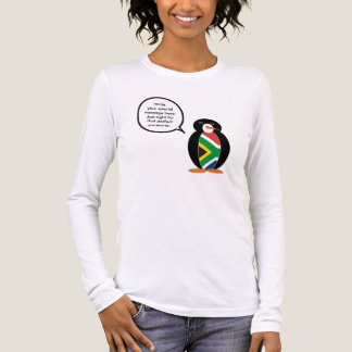South African Flag Talking Ms. Penguin Personalize Tri-Blend Shirt