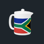 South African Flag Teapot<br><div class="desc">Elevate your tea time with our elegant teapot adorned with the flag of South Africa! Crafted with attention to detail, this teapot proudly showcases the vibrant and symbolic flag of South Africa. The flag features horizontal bands of green, gold, black, white, red, and blue with a Y-shaped green band at...</div>