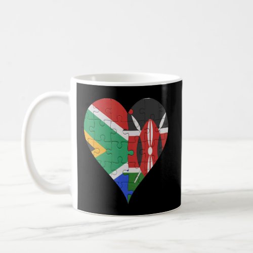 South African Kenyan Flag Heart  Coffee Mug