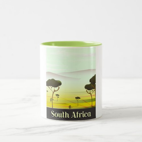 South African landscape evening travel poster Two_Tone Coffee Mug