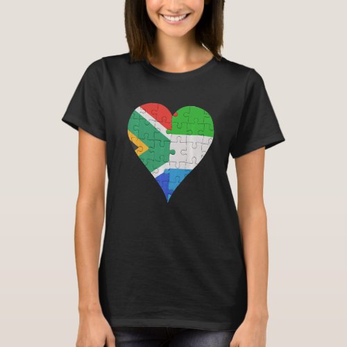 South African Sierra Leonean Flag Heart   T_Shirt