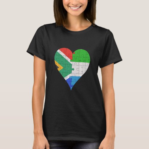 South African Sierra Leonean Flag Heart    T_Shirt