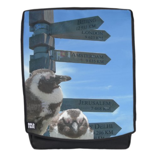 South African Signpost  Penguins Adult Backpack