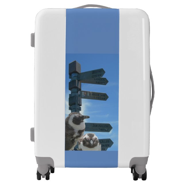 South African Signpost + Penguins Luggage Suitcase (Front)