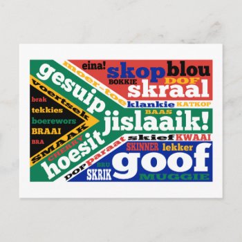 South African Slang And Colloquialisms Postcard by Piedaydesigns at Zazzle