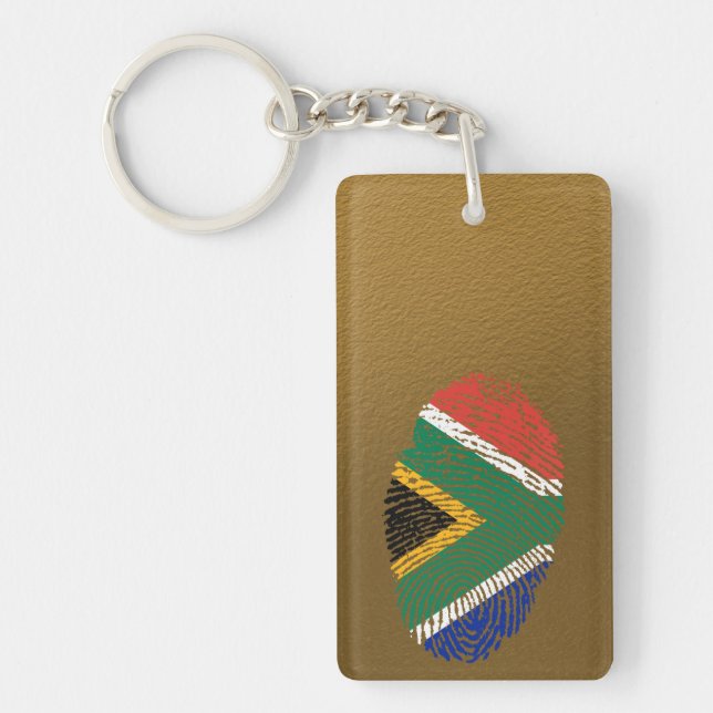 South African touch fingerprint flag Keychain (Front)