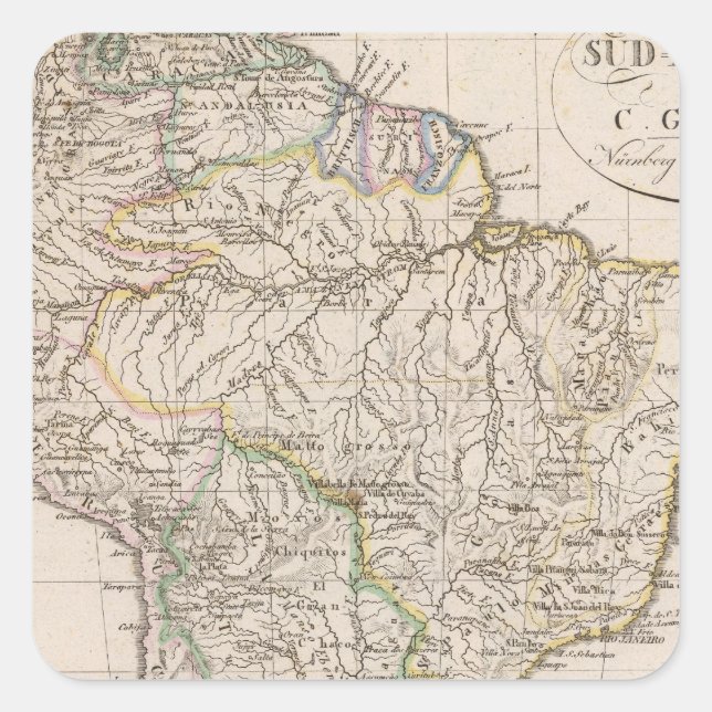 South America 9 Square Sticker (Front)