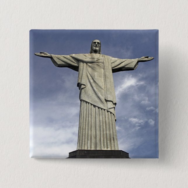 South America, Brazil, Rio de Janeiro. Christ Pinback Button (Front)