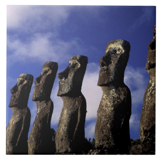 South America, Chile, Easter Island, Ahu Akiri. Ceramic Tile (Front)