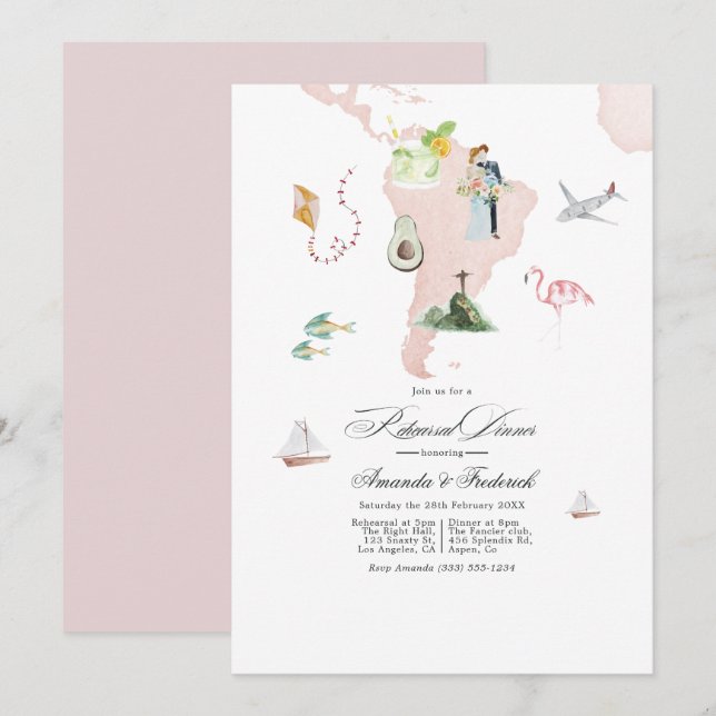 South America Destination Wedding Rehearsal Dinner Invitation (Front/Back)